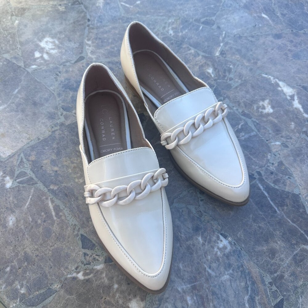 LC LAUREN CONRAD Women's DEMII Memory Foam Bone Loafers - 6.5